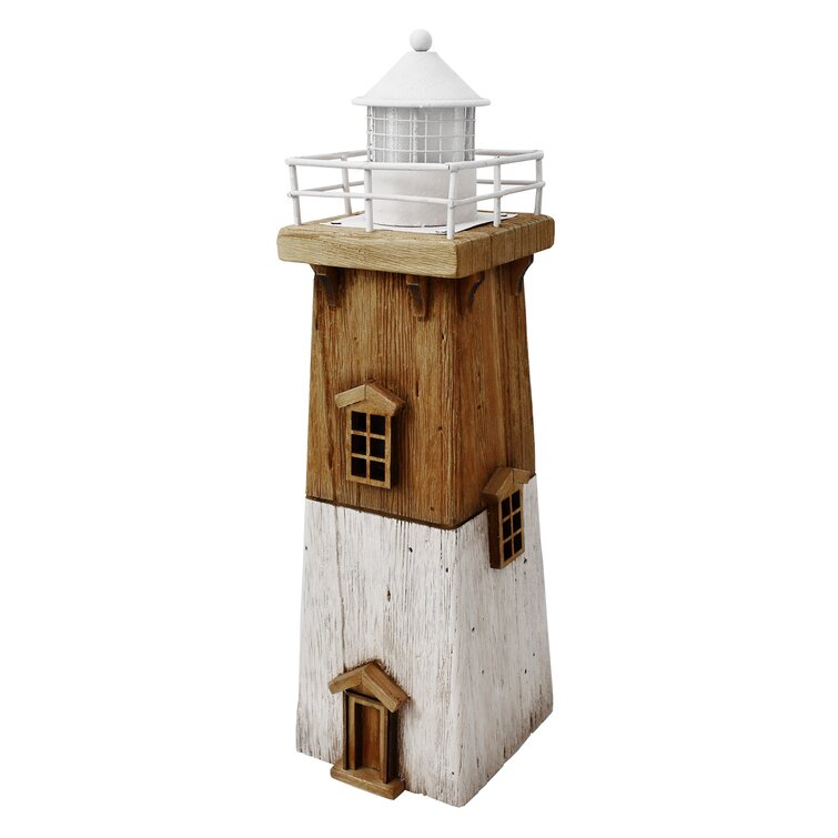 7"H x 3"W LIGHTHOUSE DECOR free standing wooden with rustic colors and finish 