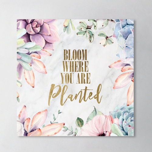 Where You are Planted - Graphic Art Print East Urban Home Size: 91cm H x 91cm W x 4cm D, Format: Wrapped Canvas