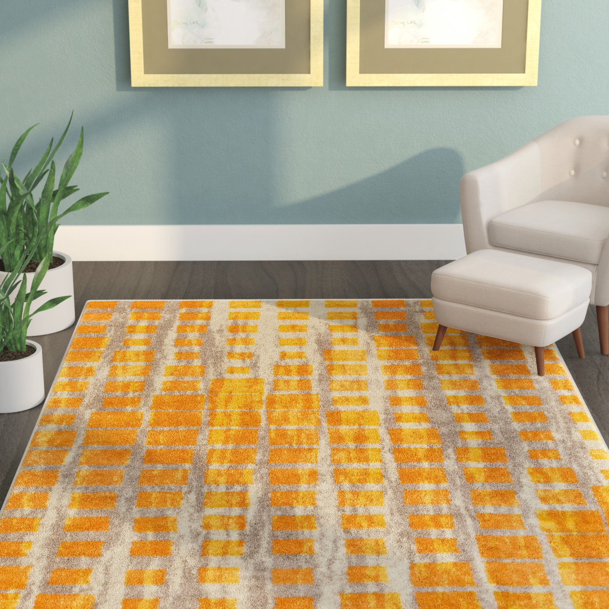 Zipcode Design Tiarra Mid Century Modern Yellow Area Rug