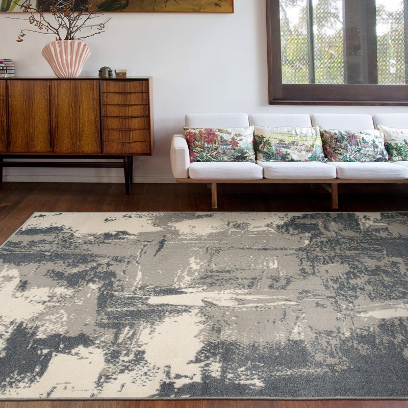 17 Stories Chesley Abstract Grey Cream Area Rug Reviews Wayfair Chesley Abstract Grey Cream Area Rug