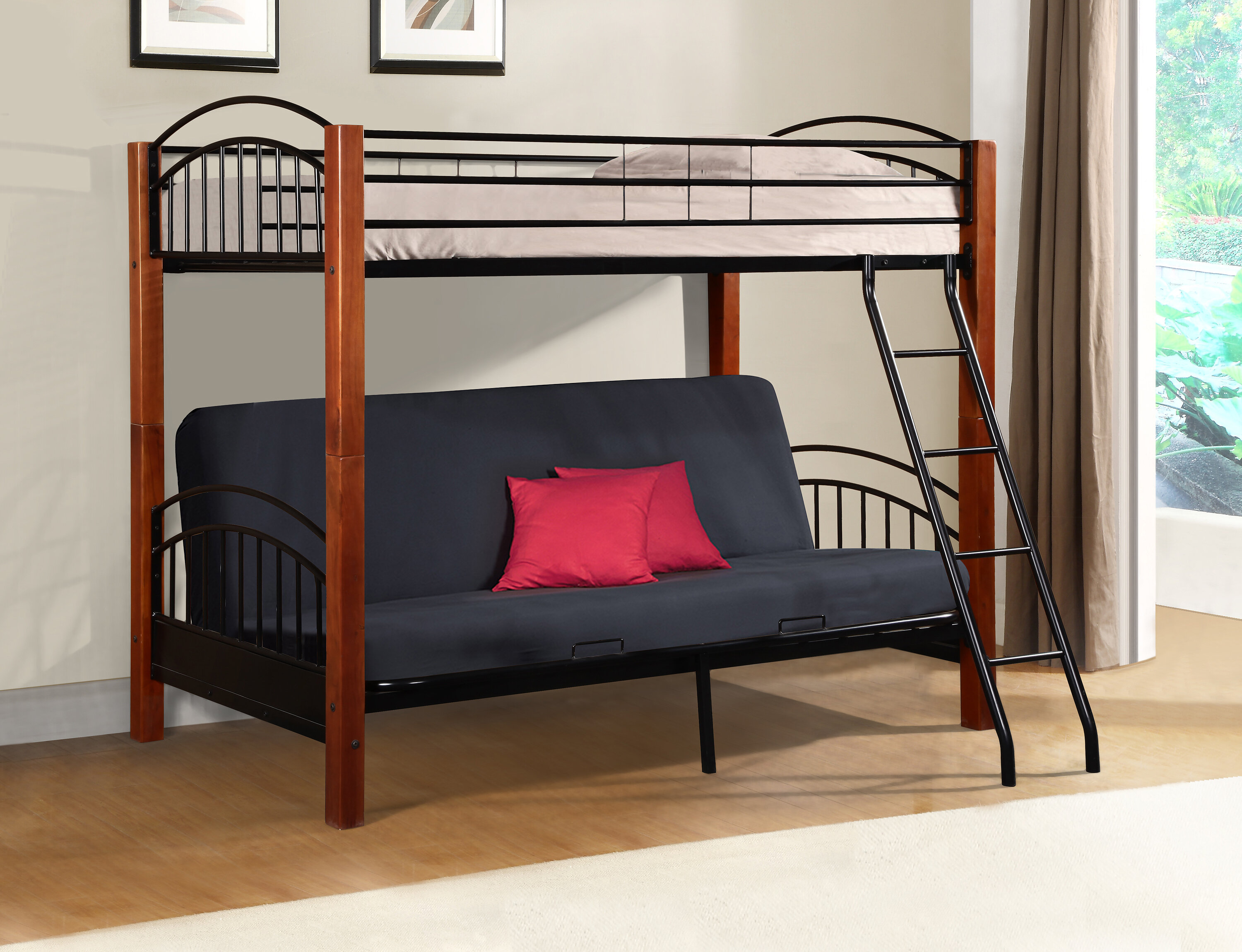 Harriet Bee Hermina Metal And Wood Twin Bunk Bed Wayfair