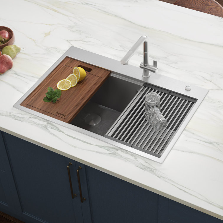 Ruvati Siena 33 L X 22 W Double Basin Drop In Kitchen Sink With Basket Strainer Reviews Wayfair