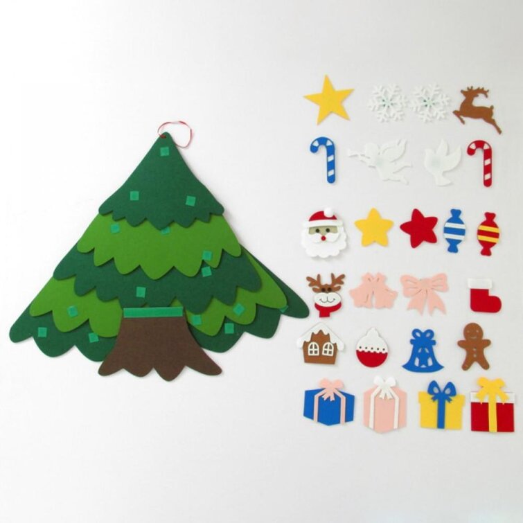 DIY Felt Christmas Tree Detachable Kids Toys Xmas Hand Craft Wall Hanging Decor 