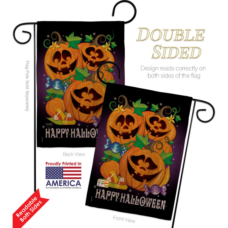 Breeze Decor Happy Pumpkins Fall Halloween Impressions 2 Sided Polyester 18 5 X 13 In Flag Set Wayfair