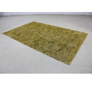 Vintage Hand-Knotted Green Area Rug
