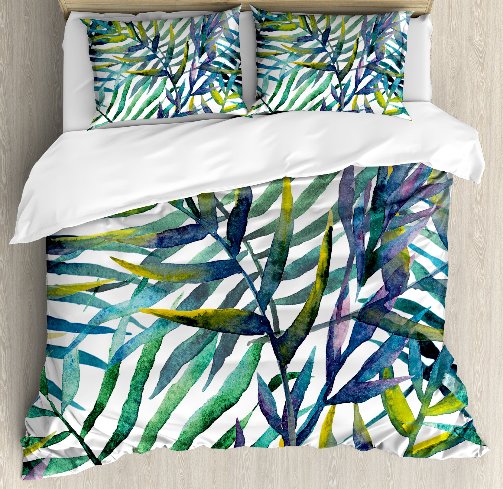 Ambesonne Leaf Watercolor Artwork Of Tropical Island Vegetation