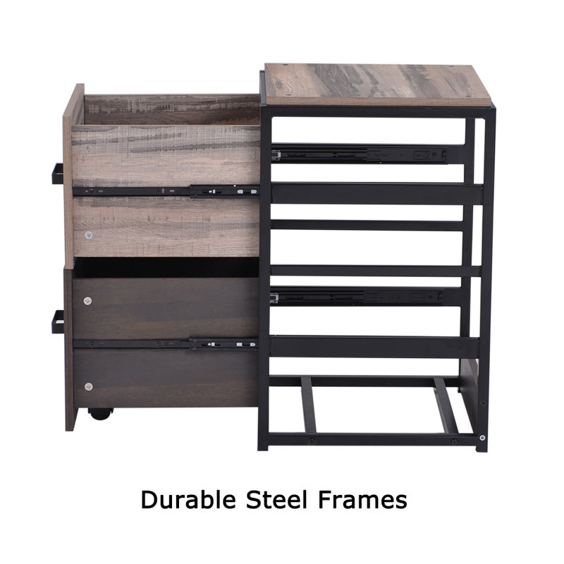 Loon Peak Home Office Vertical File Cabinet With Two Drawers Steel Frame Mdf Structure Walnut Vertical File Cabinet Wayfair Ca