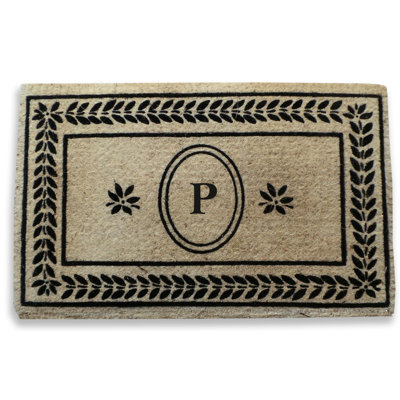 Leaf Border Monogrammed Door Mat A1 Home Collections Llc Letter P