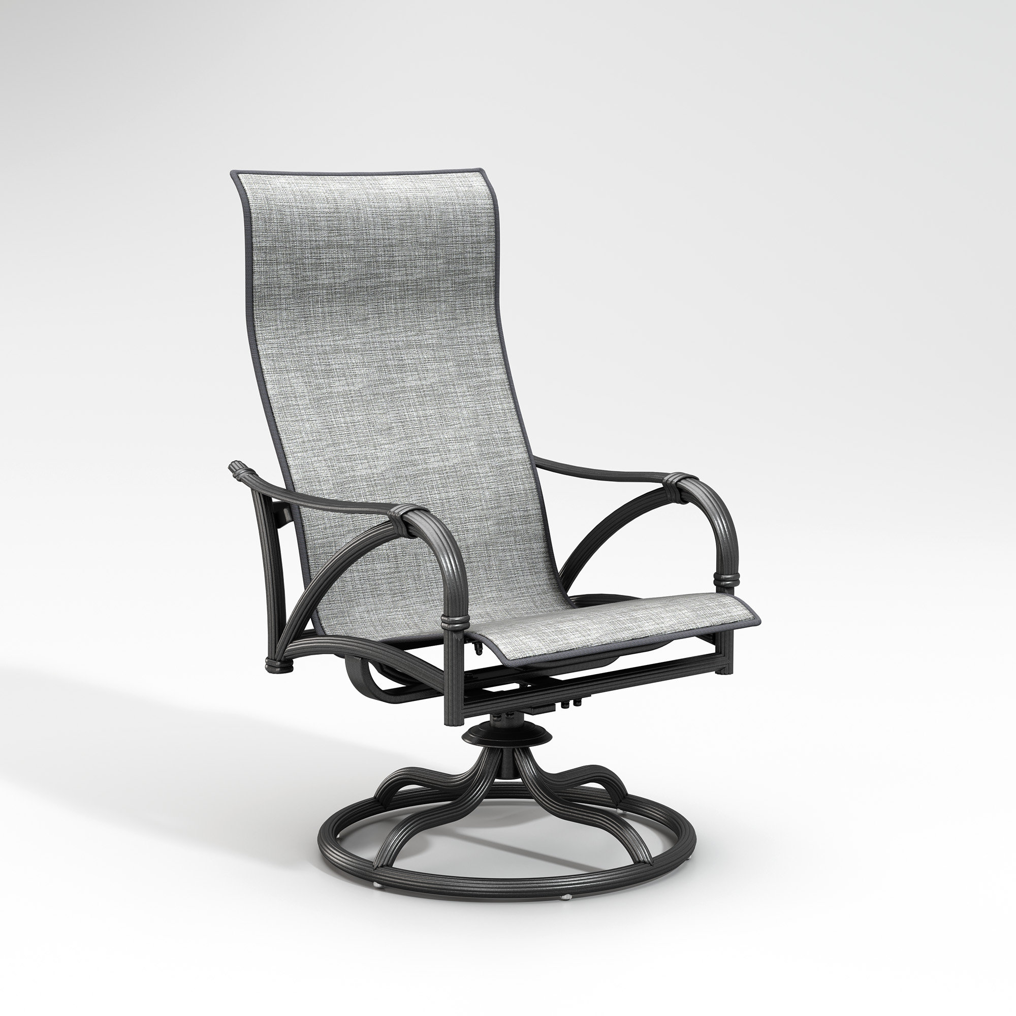 Brotherton High Back Rocker Sling Swivel Patio Dining Chair