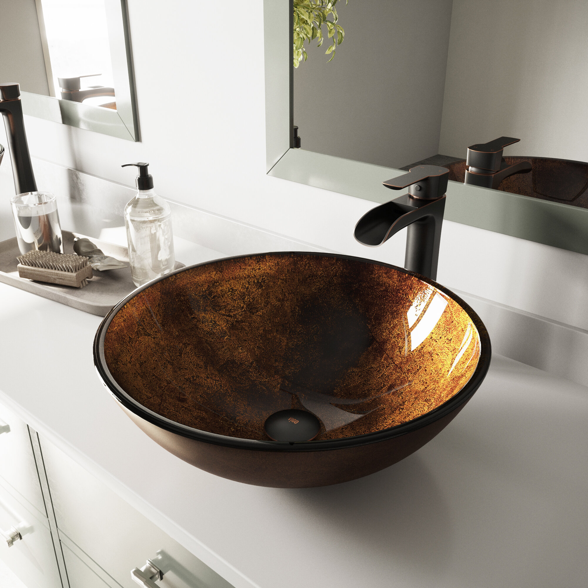 Vigo Russet Brown Tempered Glass Handmade Circular Vessel Bathroom Sink Reviews Wayfair