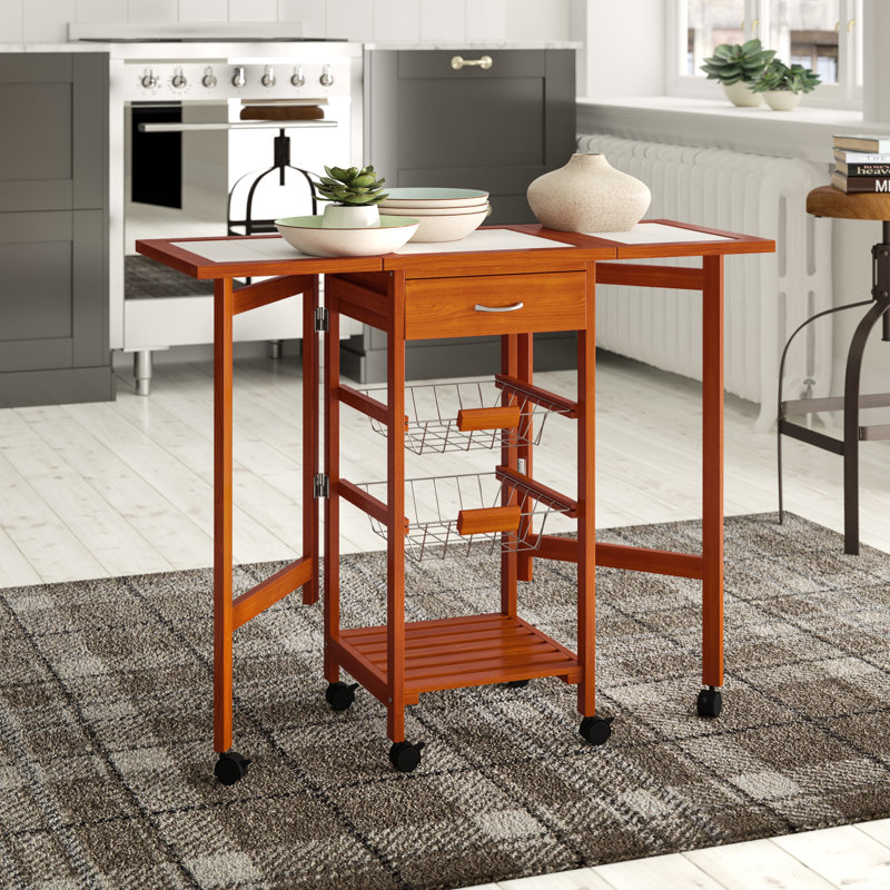 Ebern Designs Henman Kitchen Cart With Wood Top Reviews Wayfair
