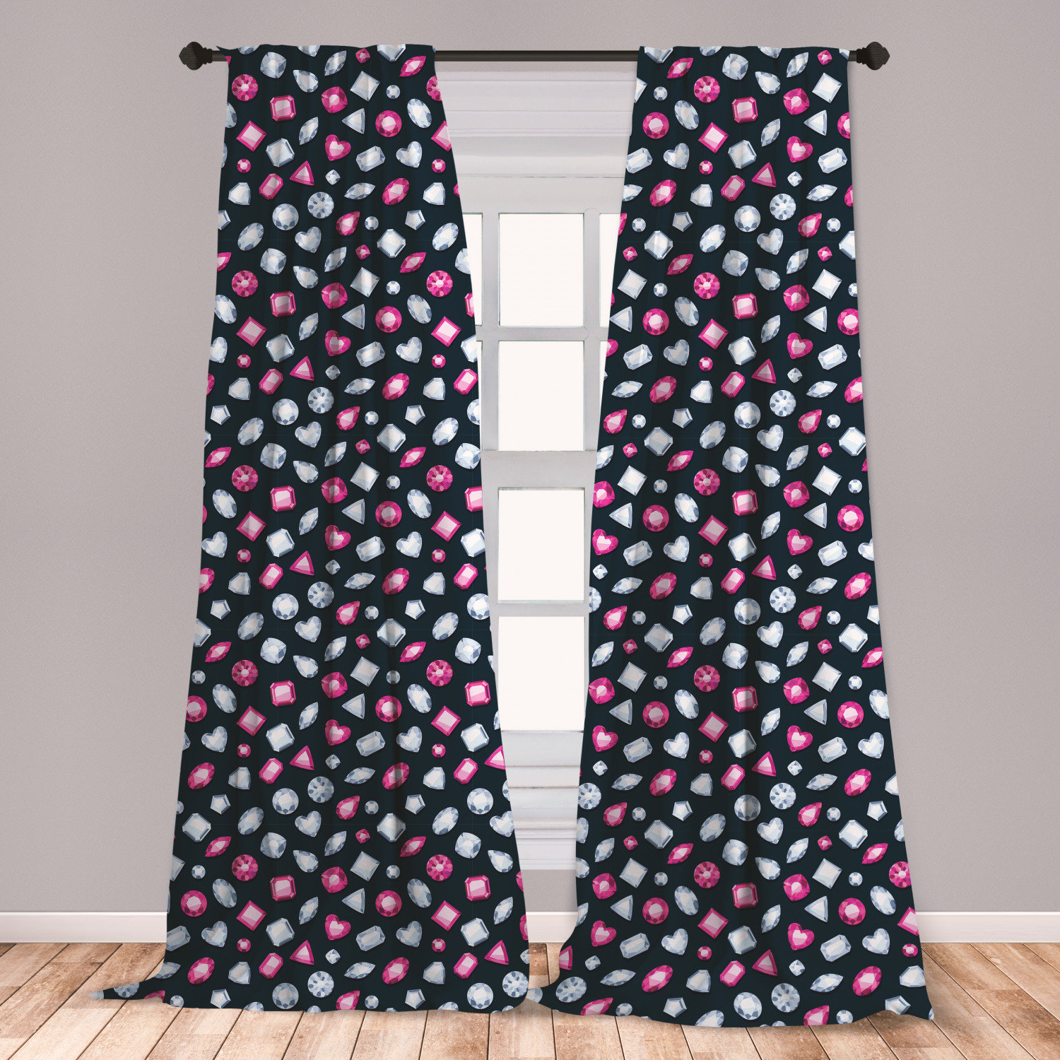 East Urban Home Ambesonne Diamonds 2 Panel Curtain Set Round