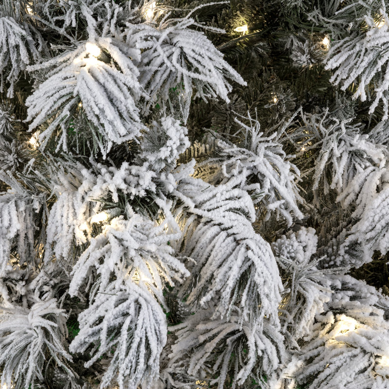 Haute Decor Snowy Pre Lit Berkshire 7 5 Flocked Spruce Artificial
