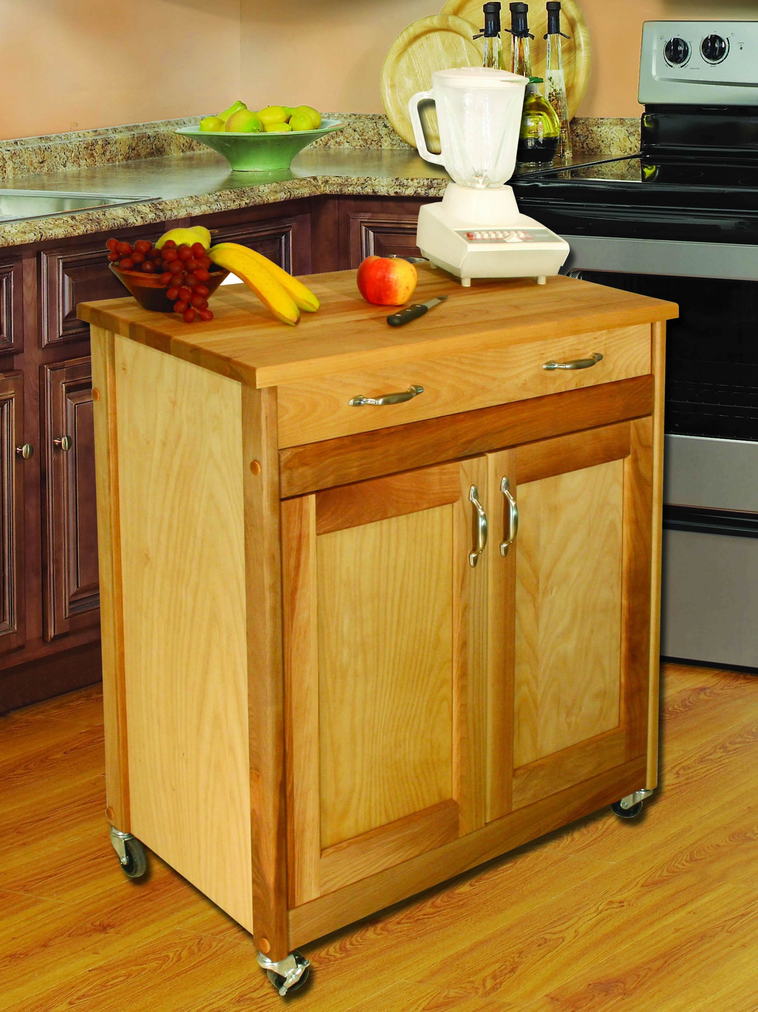 Winston Porter Chelwood 30'' Wide Rolling Kitchen Cart with Solid Wood