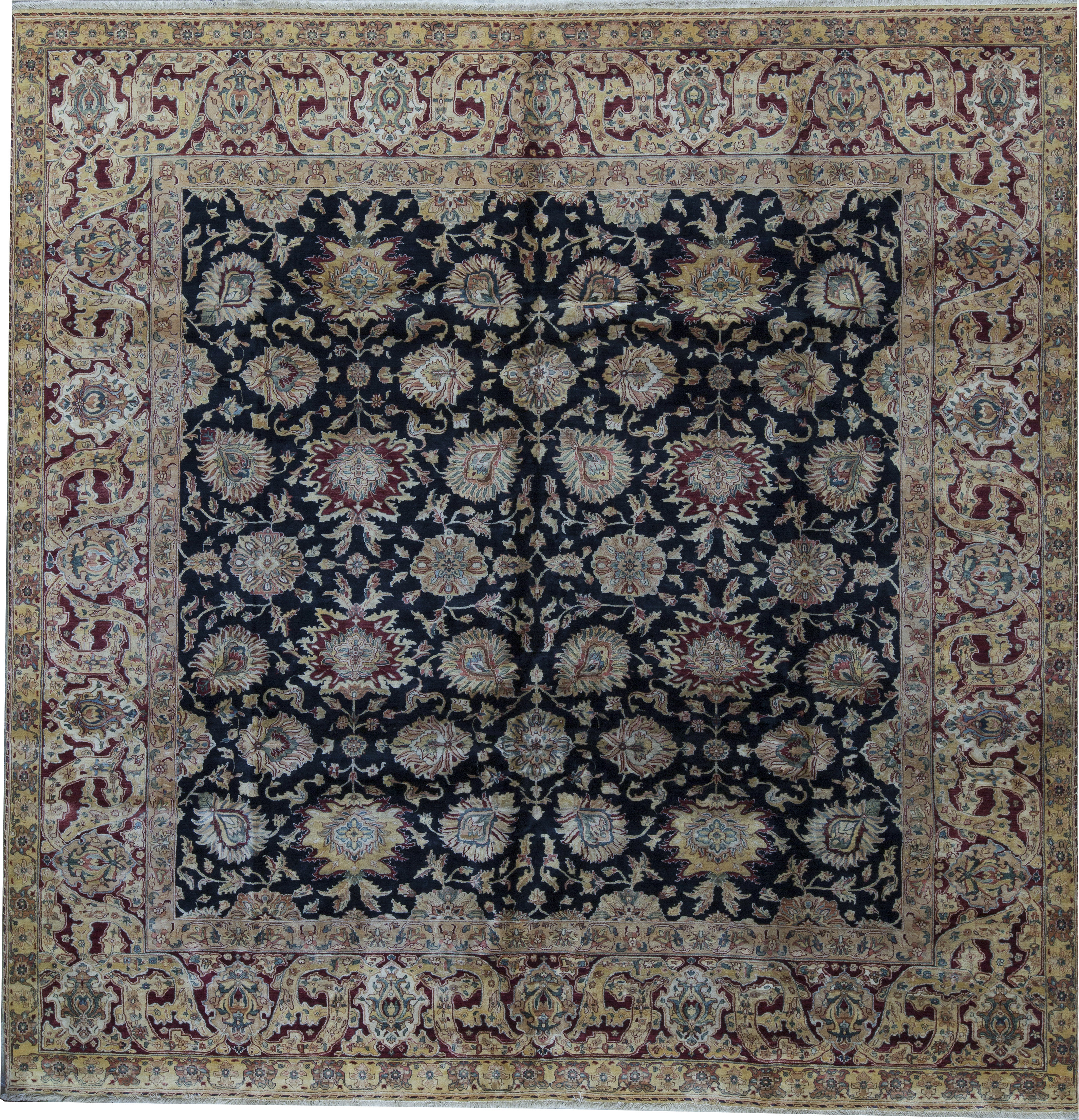 Bokara Rug Co Inc Square Sona Floral Hand Knotted Wool Black Area Rug Wayfair