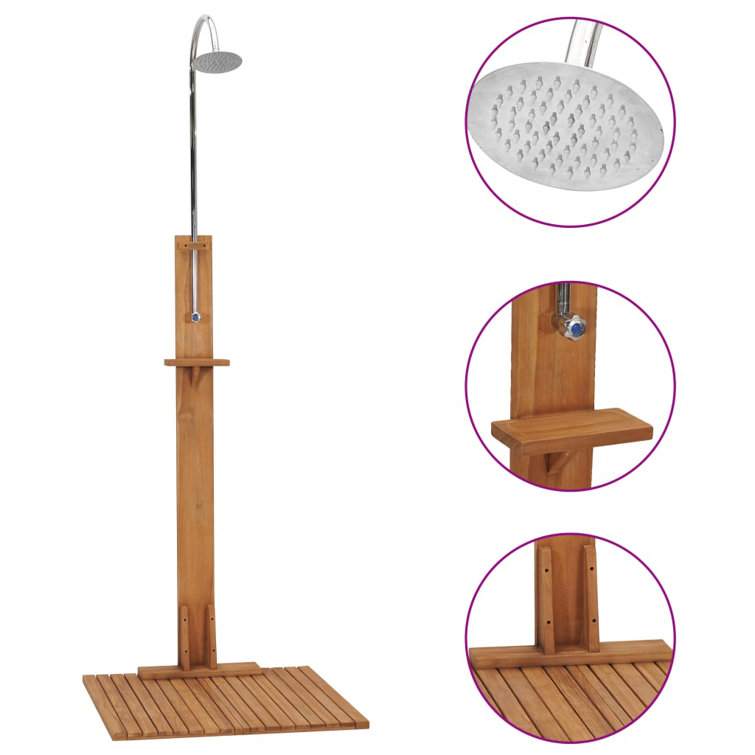 Wood Outdoor Shower Wooden Pool Poolside Nozzle Garden Portable Steel Hardwood Wood Outdoor Shower Wooden Pool Poolside Nozzle Garden Portable Steel Hardwood
