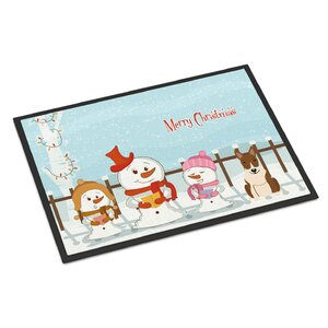 Merry Christmas Carolers Bull Terrier Doormat