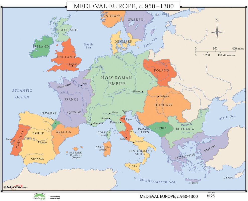 Universal Map World History Wall Maps - Medieval Europe 
