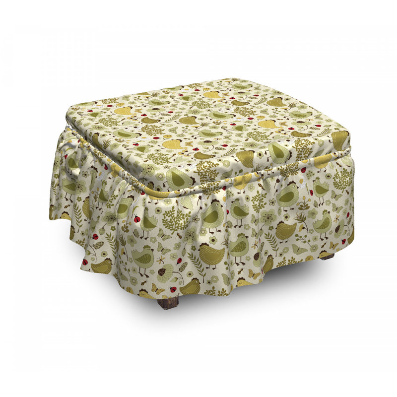 East Urban Home Bumble Bee Ladybug Dots Box Cushion Ottoman