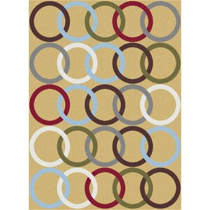 Urban Contemporary Circles Gold Area Rug