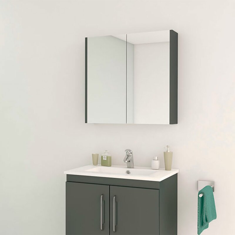 wrought studio caelum modern bathroom mirror 24" x 24" surface mount