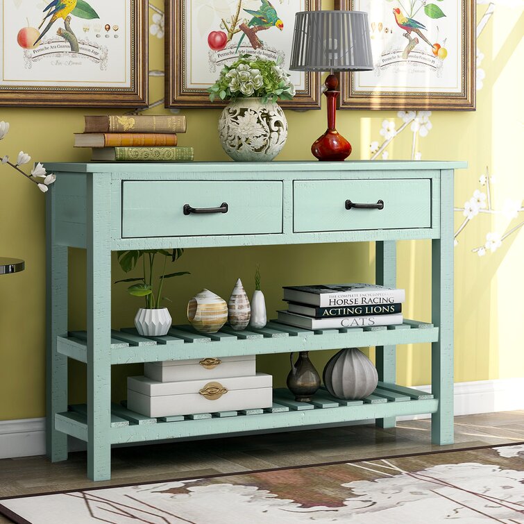 small green console table