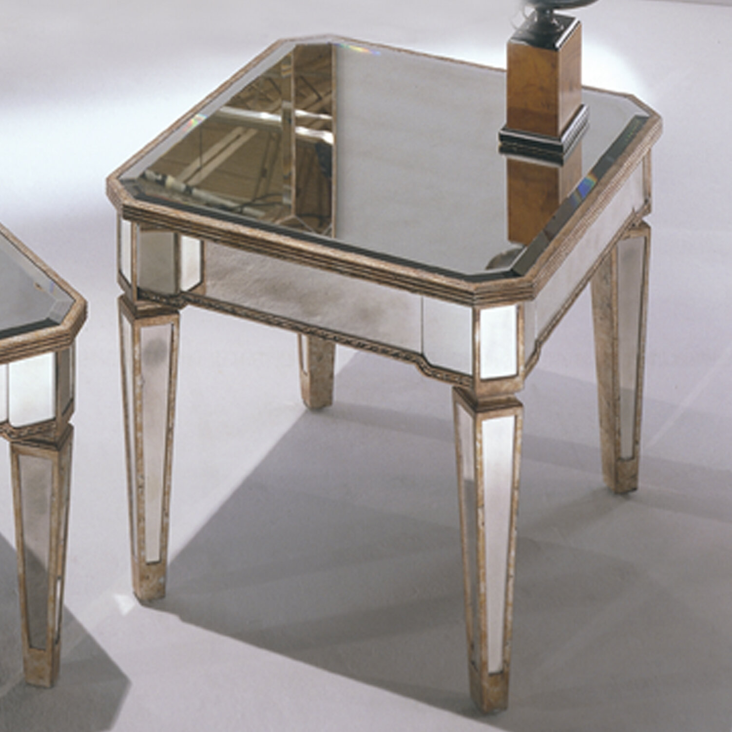 Willa Arlo Interiors Roehl Mirrored End Table In Antique Silver Wayfair