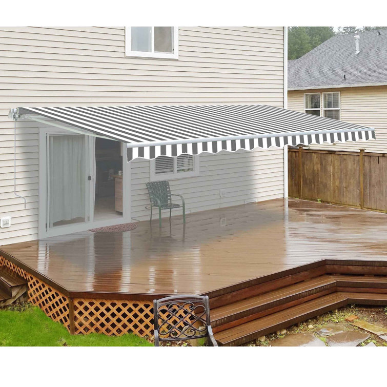 Aleko 10 Ft W X 8 Ft D Motorized Retractable Standard Patio Awning Reviews Wayfair
