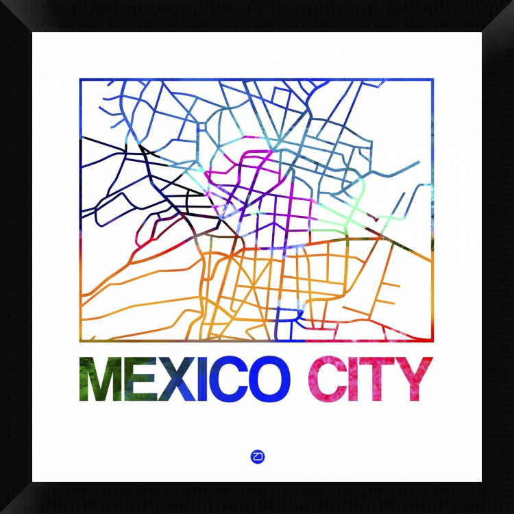 Naxart Mexico City Watercolor Street Map Framed Graphic Art Print On Canvas Wayfair