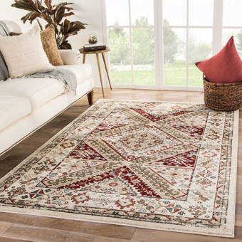 Highland Dunes Lilian Floral Handmade Tufted Aqua Blue Cream Area Rug Wayfair