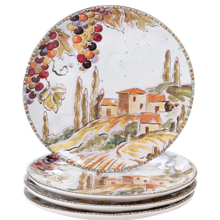 Pelkey Fleur De Lis Living Earthenware Salad Or Dinner Plate Set