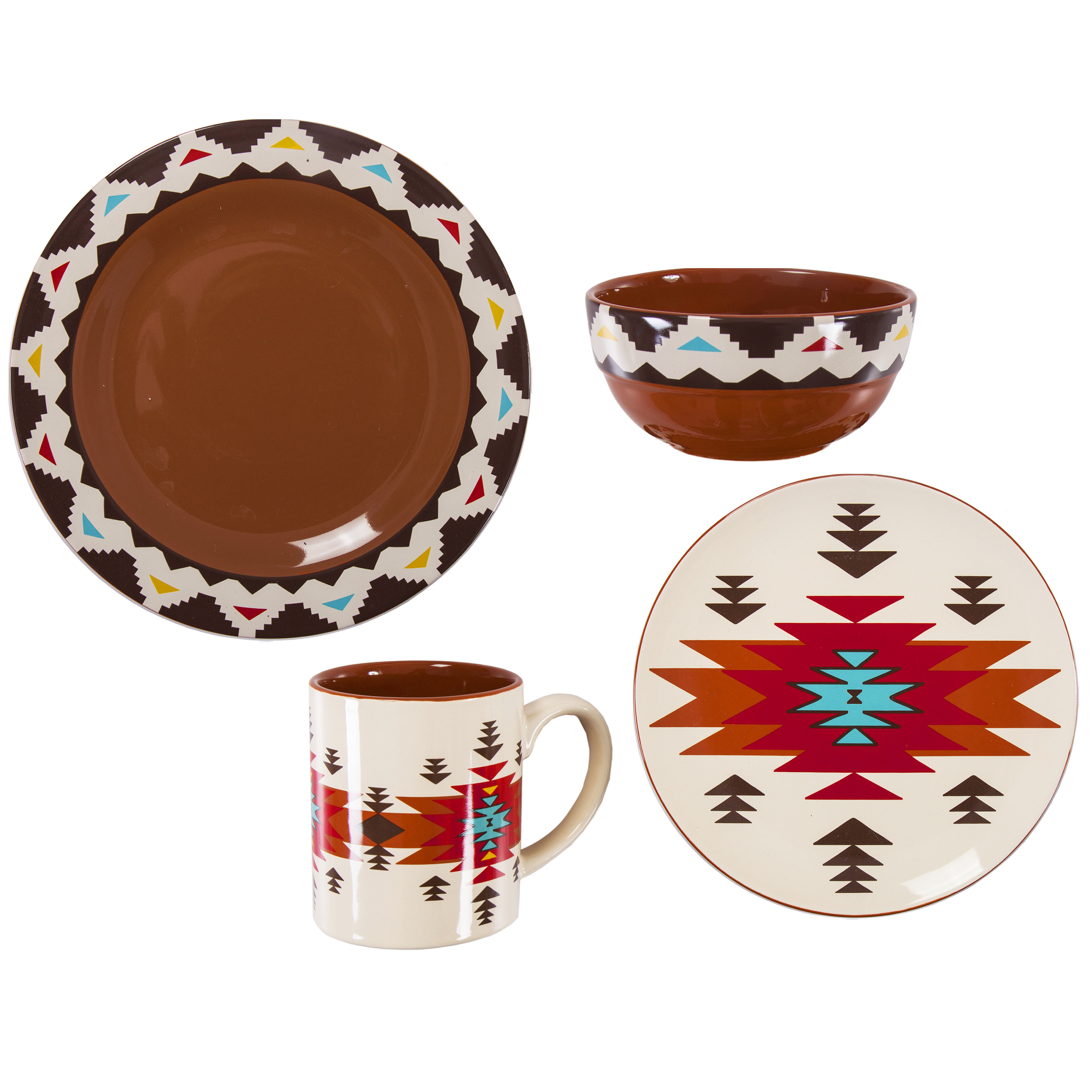 Loon Peak® Millen Tan/Brown/Red Aztec Print Ceramic Southwestern Style