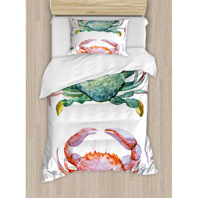 East Urban Home Crabs Decor Watercolor Style Duvet Cover Set Wayfair