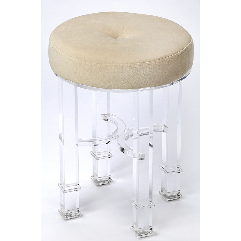 Butler Tricia Cream Acrylic Round Vanity Stool Perigold