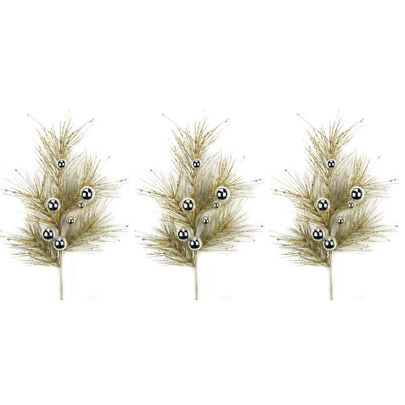 Dazzling Glitter Ornament Ball Christmas Spray Floral Arrangement