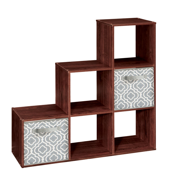 Closetmaid Cubeicals 3 2 1 Step Bookcase With 2 Fabric Bins