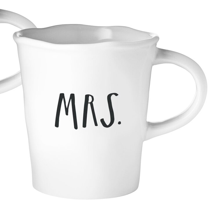 Mr Magenta Inc 3255-MM Set of 2 and Mrs Rae Dunn by Magenta Stem Print Cafe Mugs