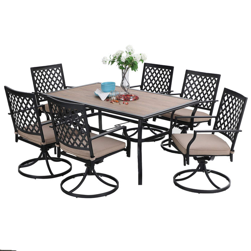 Red Barrel Studio Wassim Outdoor 7 Piece Dining Set With Cushions Wayfair A set of adirondack chairs along the water's edge introduces a tropical feel while sipping on. wayfair