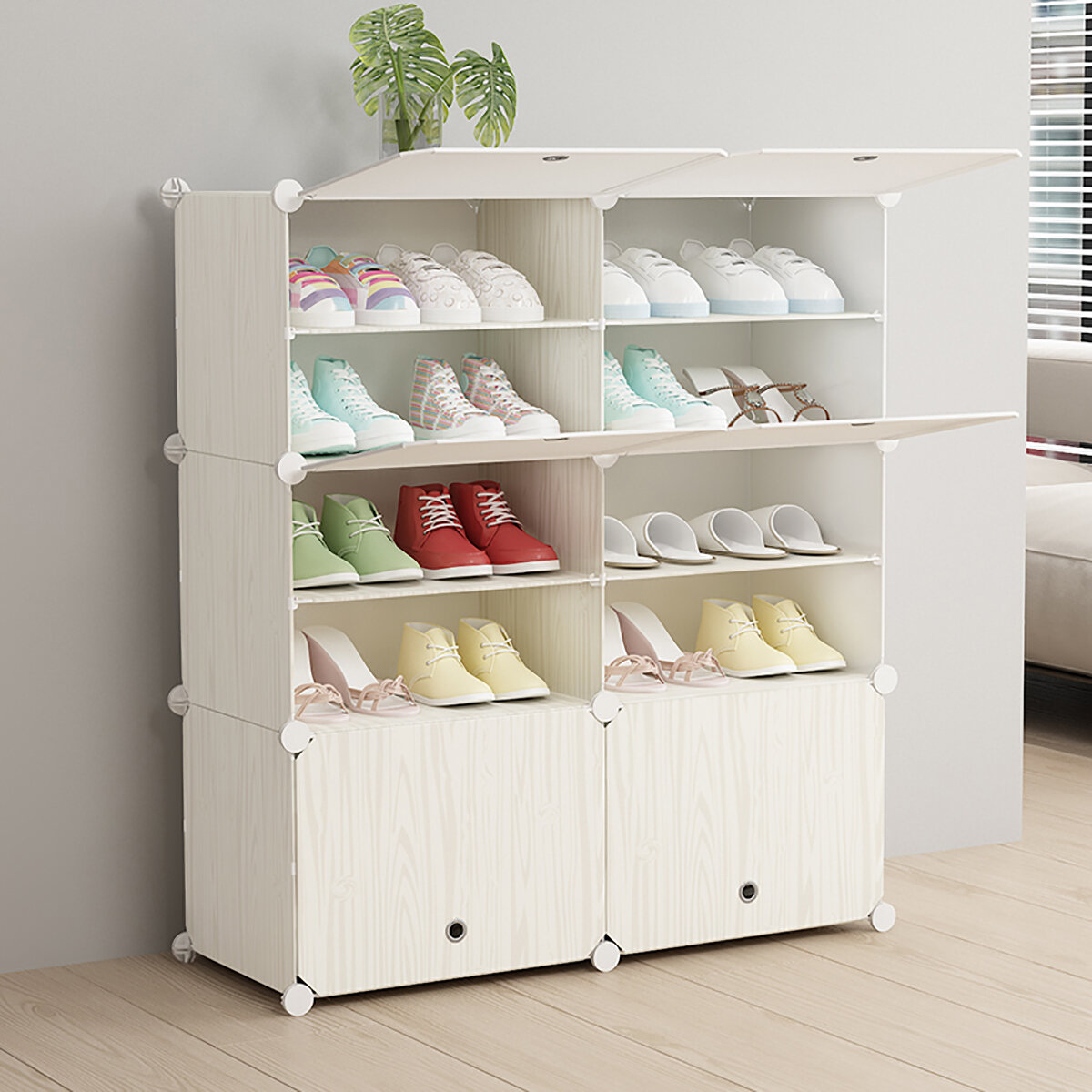 Rebrilliant Home Shoe Rack Shelf Storage Closet Clothes Organizer Cabinet Portable Bedroom 2 Column 5 7 Layer Home Clothes Organizer Cabinet Diy Home Bedroom Book Toy Cabinet Tool Assembly Wayfair Ca