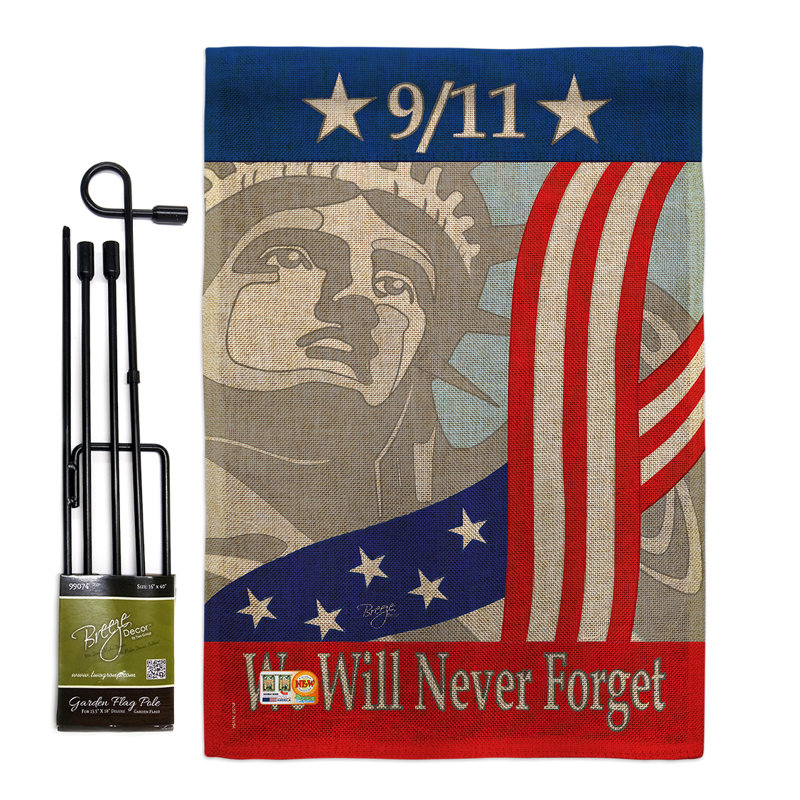 Breeze Decor September 11th Americana Patriotic Impressions 2 Sided Polyester 18 5 X 13 In Flag Set Wayfair