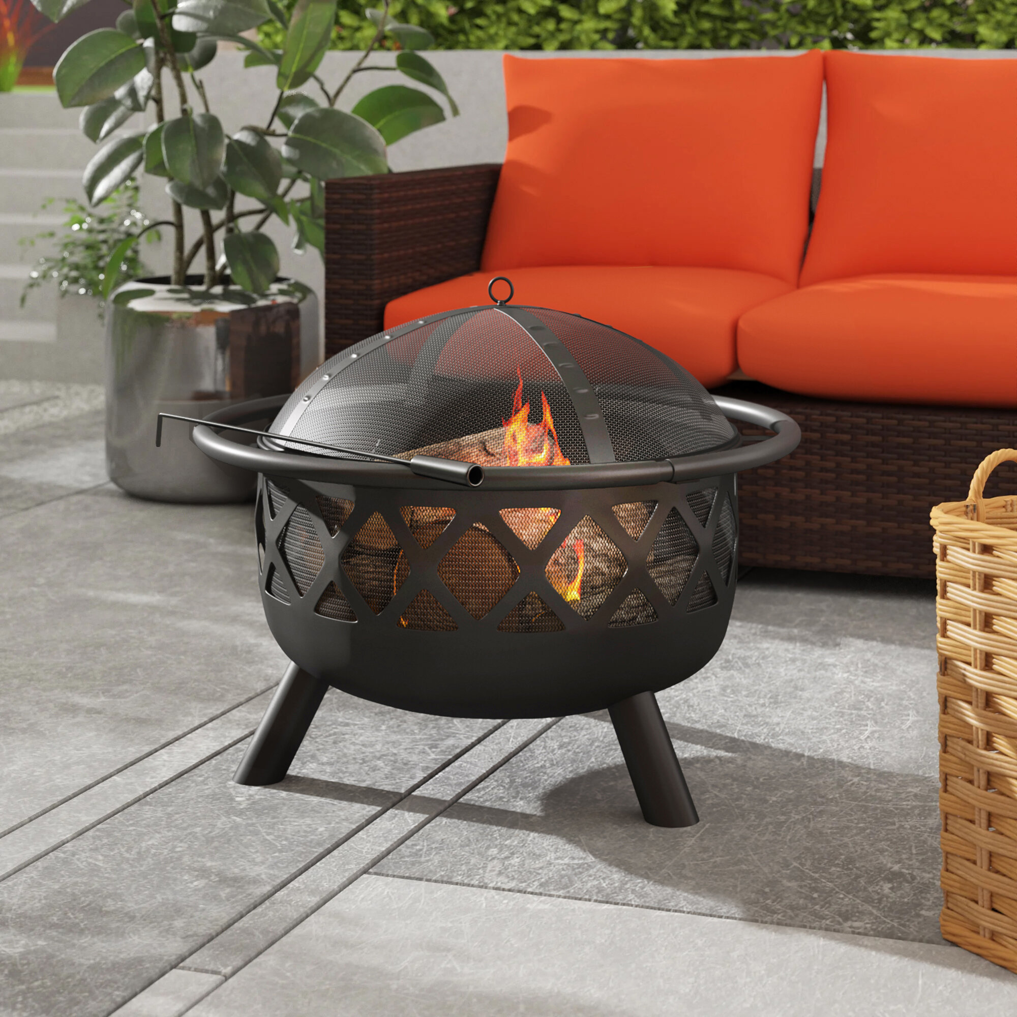 Winston Porter Heisey 24 41 H X 30 W Steel Wood Burning Outdoor Fire Pit Reviews Wayfair