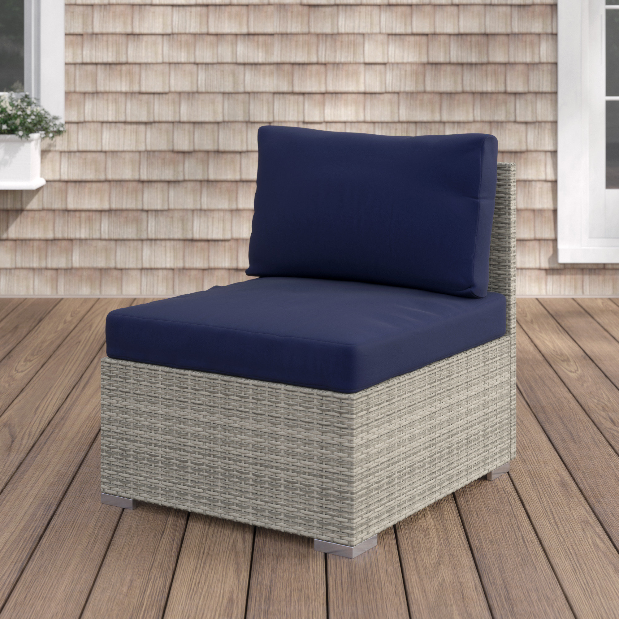 Highland Dunes Heiner Fabric Armless Patio Chair Withsunbrella Cushion Wayfair