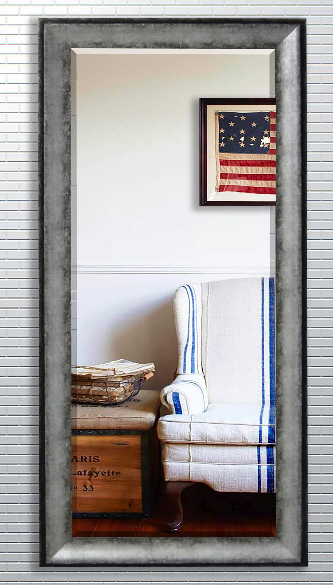 wallpaper mirrored wall on 17 Stories Foxborough Rectangle Gray Beveled Wall Mirror Wayfair