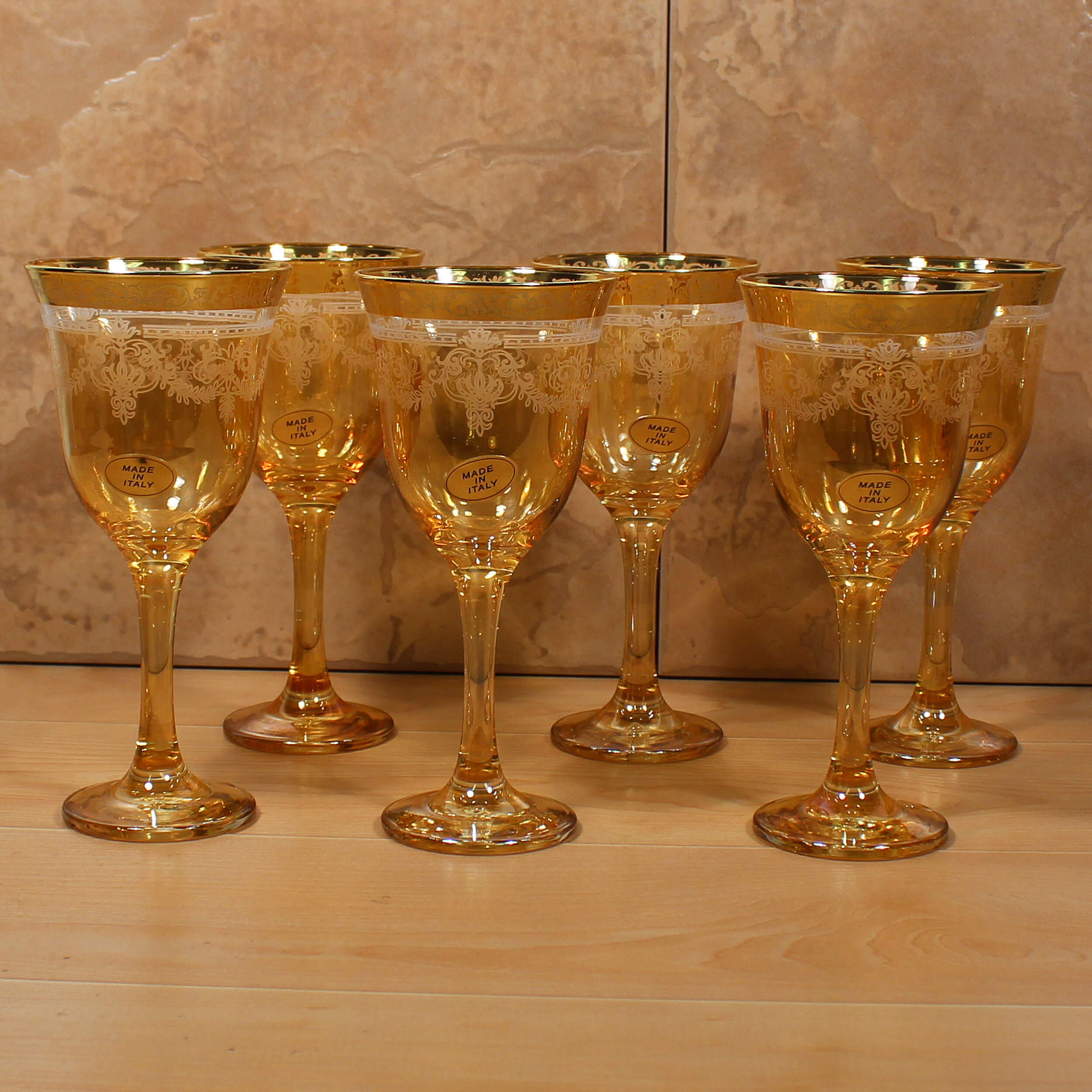Set of 4 Lorren Home Trends Venezia Collection Liquor Goblets 