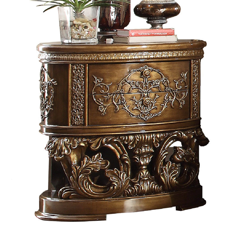 Major Q Traditional Luxurious Night Stand In Metallic Antique Gold Perfect Brown Wayfair