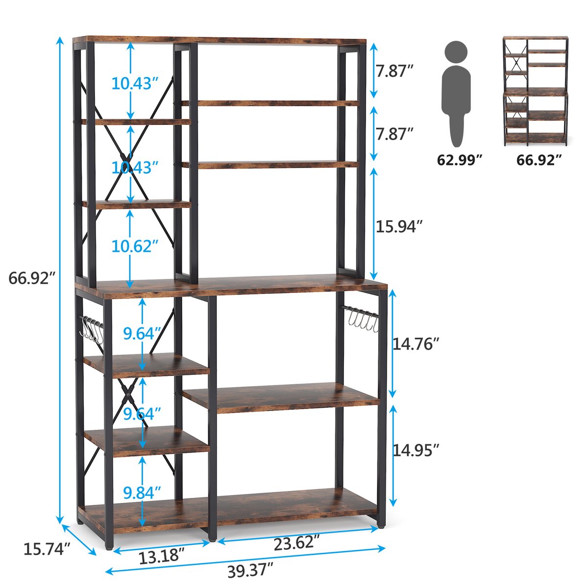 17 Stories Cilgia 39.4'' Iron Standard Baker's Rack with Microwave ...