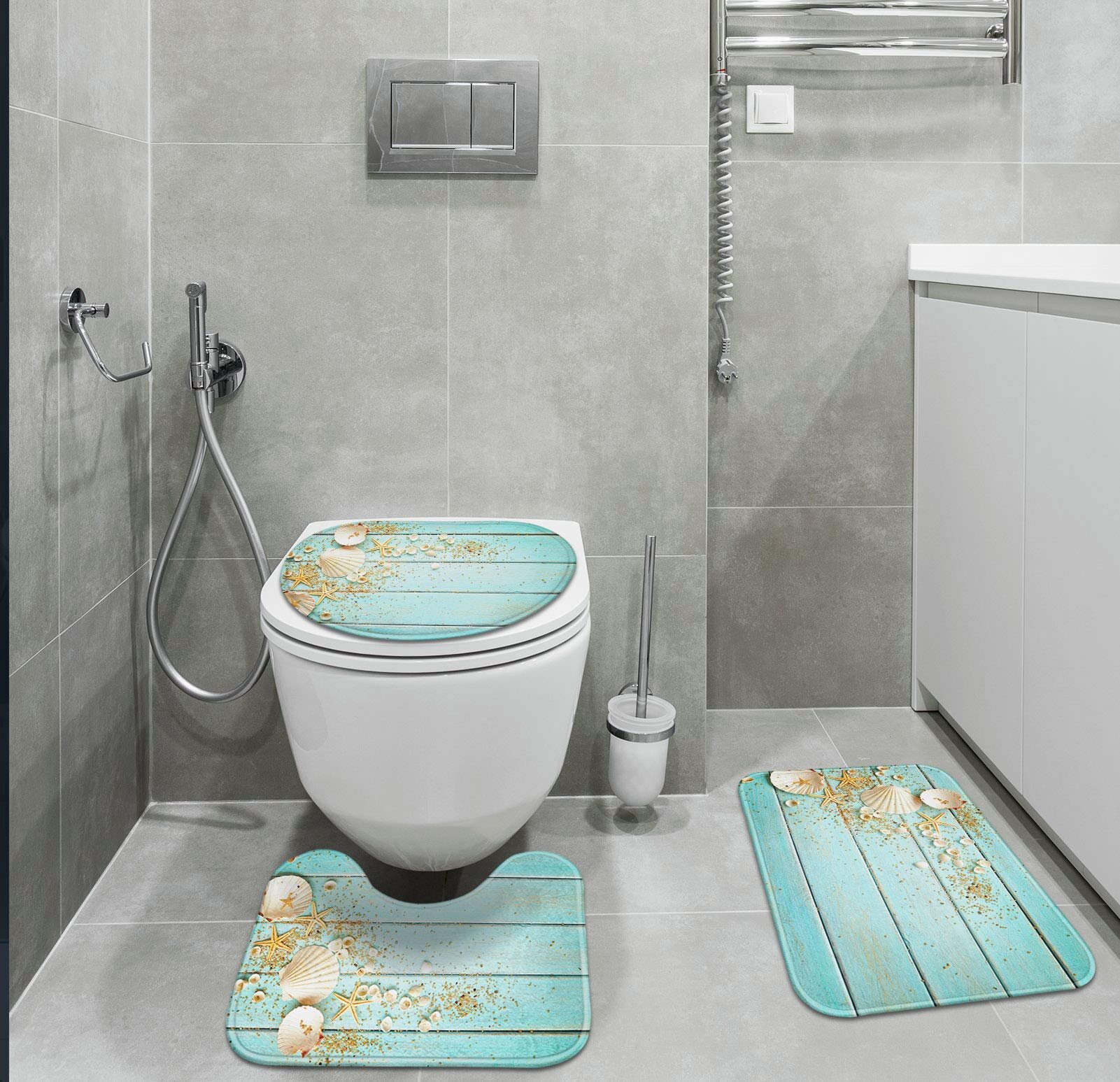 Seaside Sand Shell Non-Slip Xmas Decor Bath Door Carpet Bathroom Mat Rug 24x16" 
