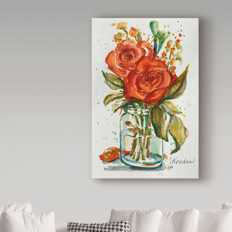 Trademark Art Orange Roses Acrylic Painting Print On Wrapped