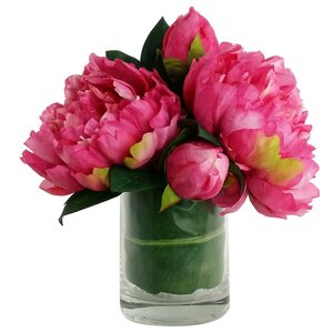 Artificial Silk Peony Floral Arrangements in Decorative Vase