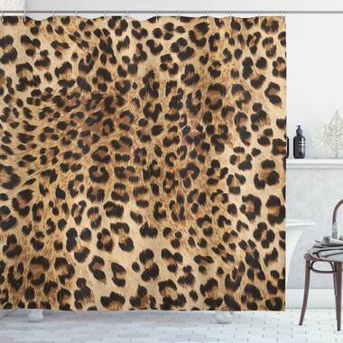 Leopard Print Extra Long Art Decor Shower Curtain Waterproof Polyester Fabric 